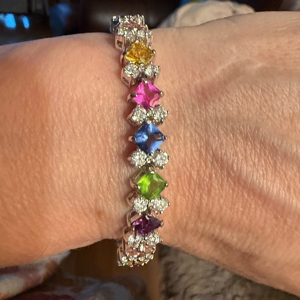 Nolan Miller glamour collection, multicolor, gemstone, tennis bracelet - Picture 1 of 6